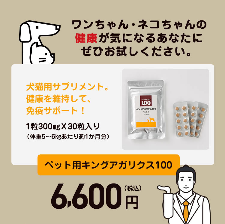ケーエーナチュラルフーズ　キングアガリクスペット用 ペット用キングアガリクス商品一覧 ペット用キングアガリクス100